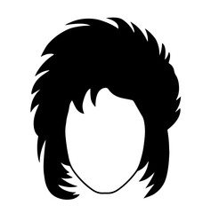 Obraz premium Retro Mullet Hairstyle Silhouette – 1980s Rock-Inspired Haircut with Spiky Layers and Long Back, Symbol of Vintage Fashion, Subculture Identity, Music Style and Bold Personal Expression