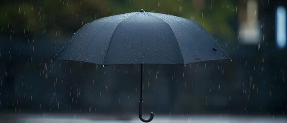 Black Umbrella In Rain