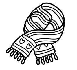 Winter Scarf with Patterns and Heart Motifs 