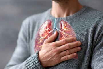 Lungs disease: respiratory struggle, chest ache, pulmonary discomfort, painful breathing, inflammation, oxygen deficiency, coughing issue, organ stress, air passage block, health problem.