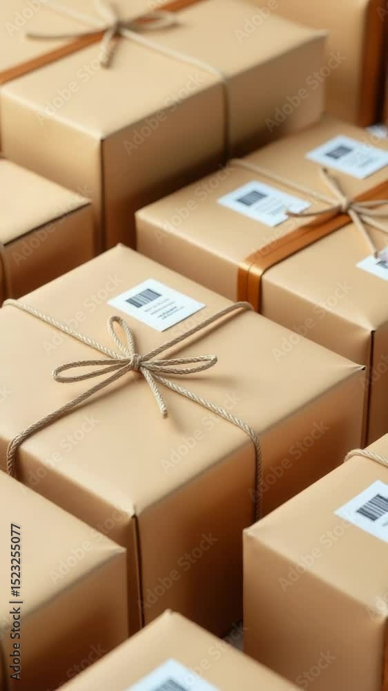 Aufkleber Stacked crates bound with twine, awaiting shipment or storage
