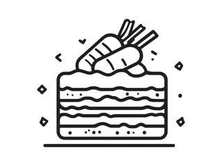 Carrot Cake Minimalist Vector Drawing