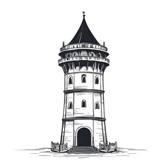 Vector picture with a black tower on a white background.