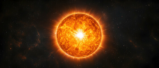 Naklejka premium Fiery Ball Of Light In Outer Space