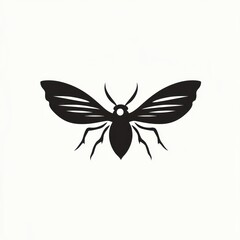 Silhouette of a stylized insect with large wings