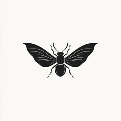 Fototapeta premium Silhouetted insect with outstretched wings