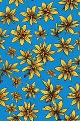 Witch Hazel on blue background cartoonish seamless pattern