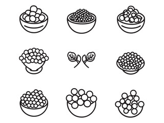 Caviar Minimalist Outline Line Art Icon