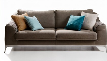 modern sofa with pillows isolated
