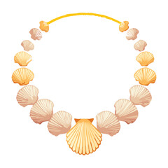 Varied Seashell Charm Necklace Beige Beads