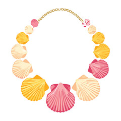 Multi Seashell Necklace with Colorful Beads