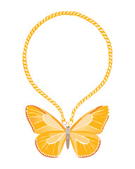 Gold Chain Necklace Orange Butterfly Pendant