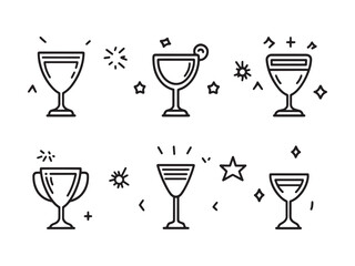 Celebration Cup Minimalist 2D Line Illustration