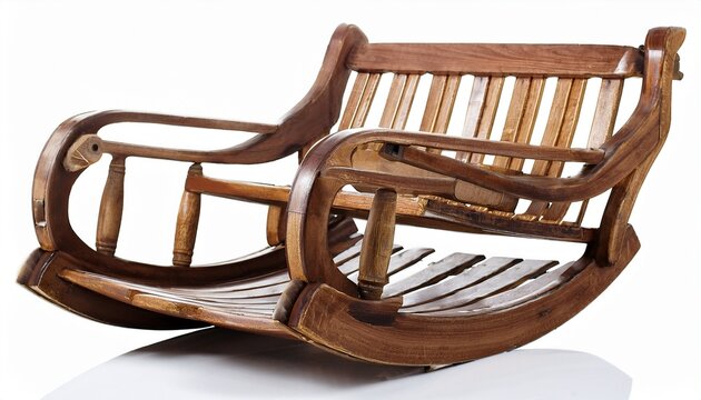 vintage wooden rocking chair isolated on white