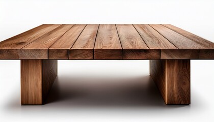 sturdy wooden table on a white background