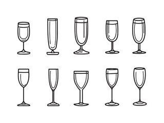 Champagne Flute Simple Line Illustration