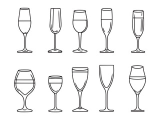 Champagne Glass Minimalist Line Art