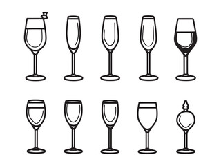 Champagne Glass Tower Simple Line Art