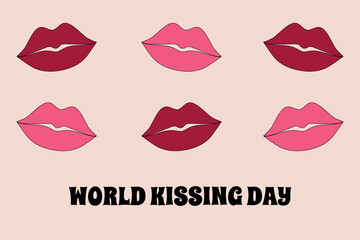 World Kissing Day. Vector banner with lips for banner, flyer, greeting card, sale.