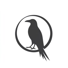 Obraz premium Silhouette of a crow within a circle
