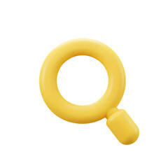 3d rendered yellow search icon on a isolated white background | 3D magnifying glass icon