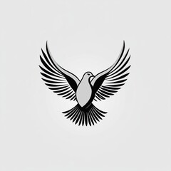 Obraz premium Silhouette of a soaring dove, wings outstretched