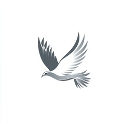 Obraz premium Stylized gray dove in flight against white background