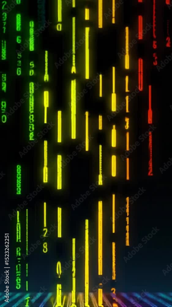 Poster a colorful row of numbers, including the numbers 1 through 9