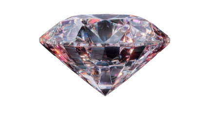 A glowing 3D diamond with soft internal reflections, symbolic of value and clarity, isolated on transparent background 