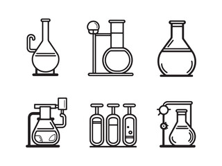 Chemical Plant Icon Style Line Art