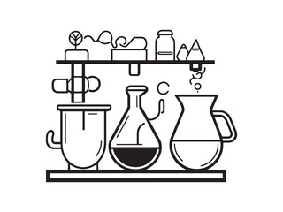 Chemical Mixing Vector Line Art