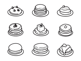 Choco Chip Pancakes Minimalist Line Drawing