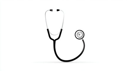 A minimalist stethoscope drawn in simple clean lines, isolated on a white background, medical equipment concept