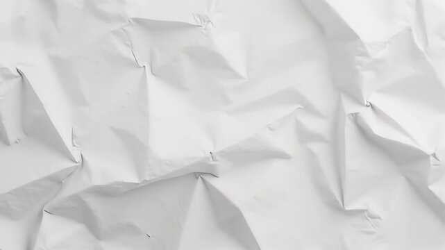 Wrinkled white paper texture in irregular folds and creases  