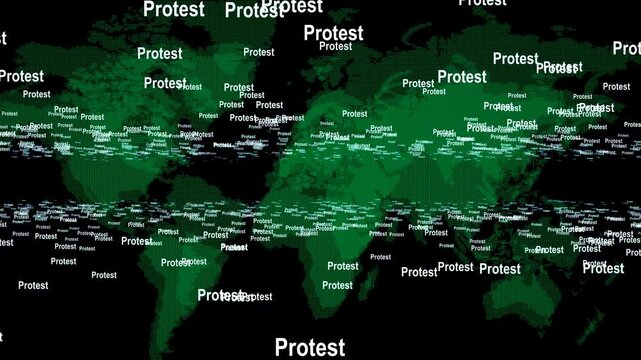 Protest Distribution Across a Stylized Global Map Design
