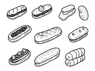 Chocolate Eclairs Modern Line Art