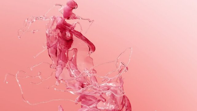 Pink PDRN Serum Fluid in Motion. Cosmetic Liquid Flow for Skincare, Beauty and Anti-Aging Concept. Abstract liquid background. 4k. 3d render.
