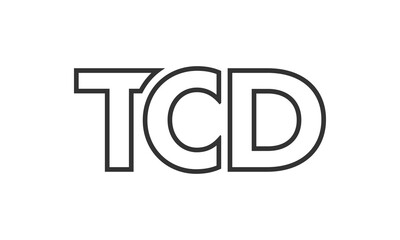 TCD logo design template with strong and modern bold text. Initial based vector logotype featuring simple and minimal typography. Trendy company identity.