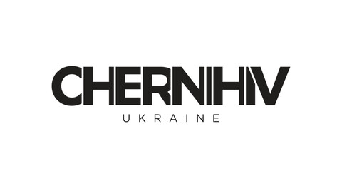 Obraz premium Chernihiv in the Ukraine emblem. The design features a geometric style, vector illustration with bold typography in a modern font. The graphic slogan lettering.