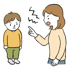 子供を叱る母親のイラスト