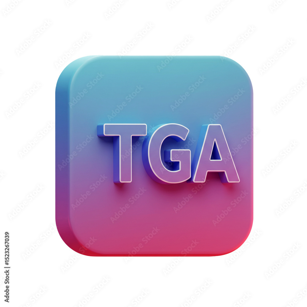 Poster 3d rendered tga text on gradient background: digital file format representation