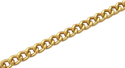Shiny Gold Chain Isolated on Transparent Background