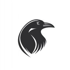 Fototapeta premium Silhouetted raven's head, stylized, graphic design