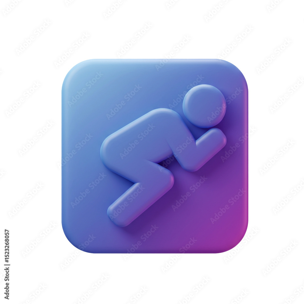 Aufkleber 3d rendered icon of a person running or exercising with a gradient background