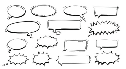 Obraz premium Set of hand-drawn speech bubbles in various shapes