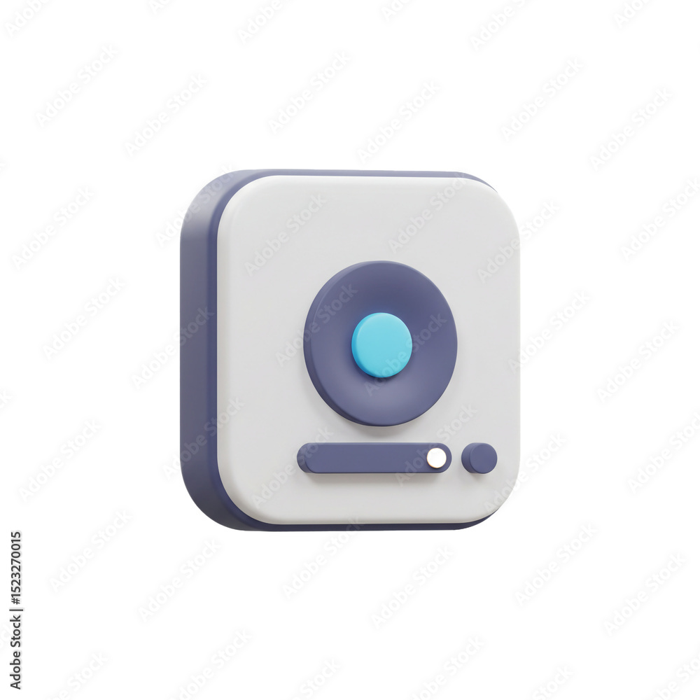 Poster stylized media player icon with a minimalist design and a soft pastel color scheme