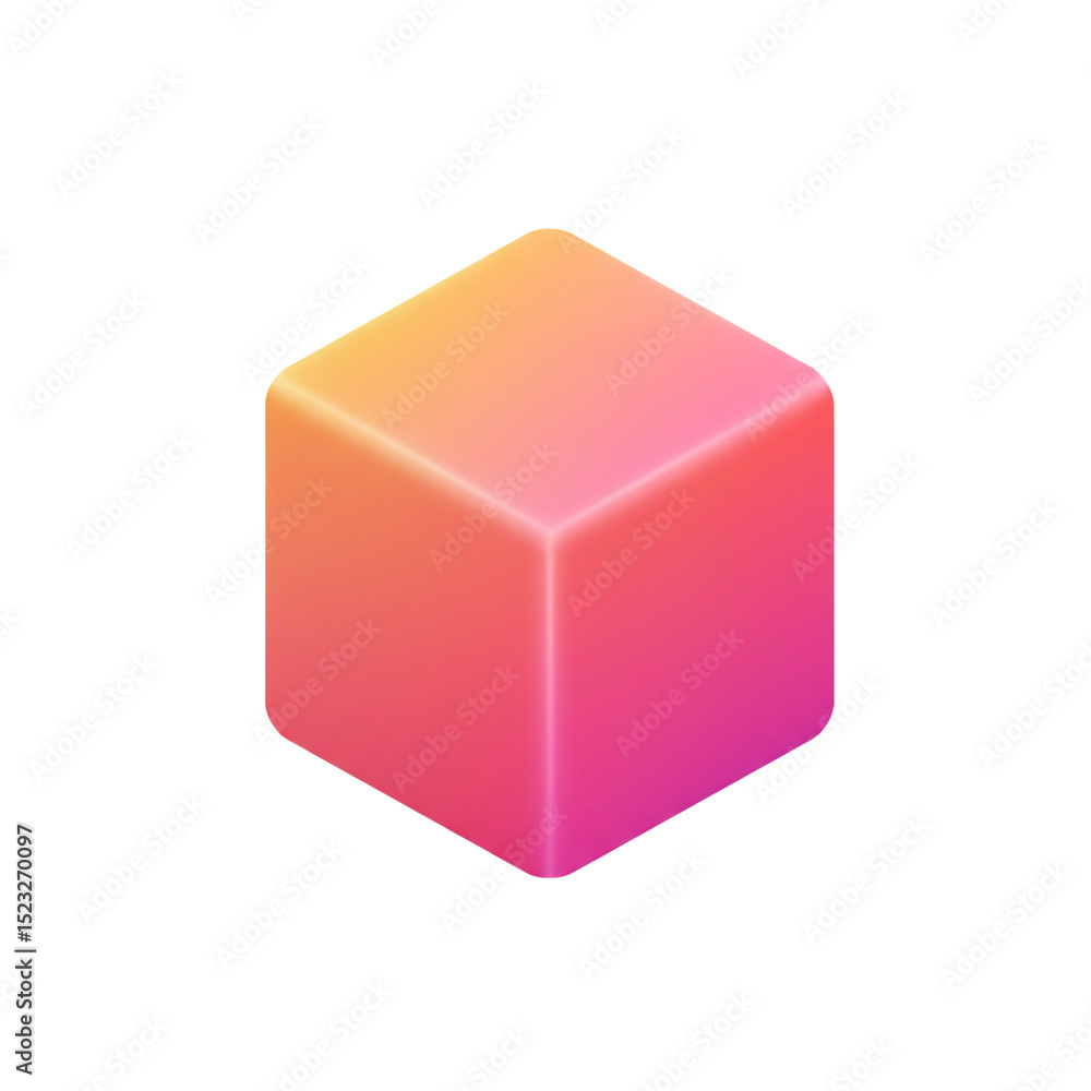 Fototapete 3d rendered colorful cube isolated on white background with gradients and modern style design