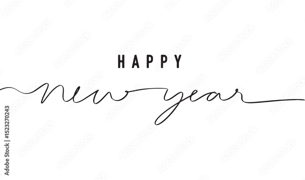 Poster happy new year text font calligraphy hand written lettering script black color object happy new year