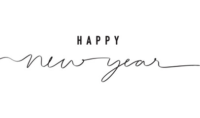 Fototapeta premium happy new year text font calligraphy hand written lettering script black color object happy new year 2025 2026 time calendar happy new year 2026 2025 winter season december january month gift xmas