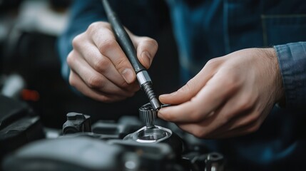 Mechanical maintenance action workshop image indoor close-up view